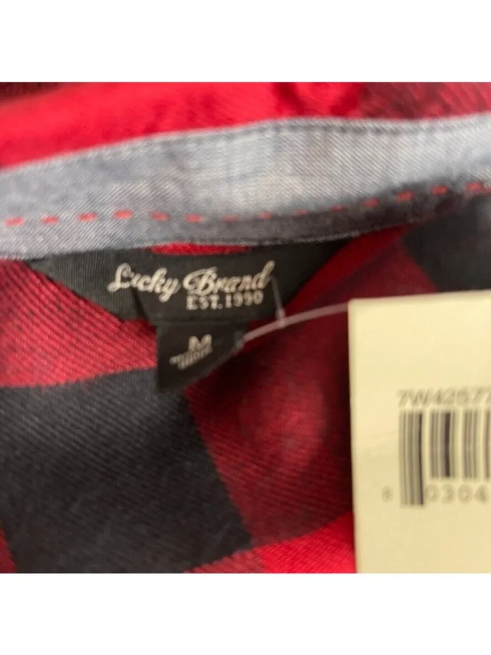 Lucky brand women's blouse top red plaid size medium long sleeve new $79
